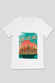 Angkor Vat Beyaz Unisex V Yaka Tişört