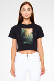 Angkor Vat Siyah  Crop Top Tişört