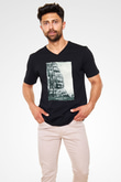 Angkor Vat Siyah Unisex V Yaka Tişört