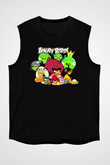 Angry Birds Siyah Unisex Kolsuz Tişört