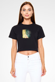 Animals as Leaders Baskılı Unisex Siyah Crop Top Tişört