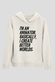 Animatör Beyaz Unisex Kapüşonlu Sweatshirt