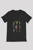 Anksiyete Formülü Hormonlar Baskılı Unisex V Yaka Siyah Tİşört - Tshirt