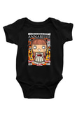 Annabelle Baskılı Unisex Siyah Bebek Body - Zıbın