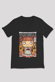 Annabelle Baskılı Unisex Siyah V Yaka Tişört