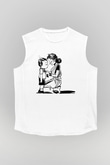 Anneler Günü Baskılı Beyaz Unisex Kolsuz Tişört - Tshirt