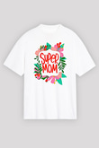 Anneler Günü Baskılı Beyaz Unisex Oversize Tişört - Tshirt