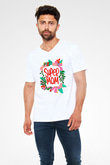 Anneler Günü Baskılı Beyaz Unisex V Yaka Tişört - Tshirt