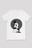 Anneler Günü Baskılı Beyaz Unisex V Yaka Tişört - Tshirt