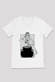 Anneler Günü Baskılı Beyaz Unisex V Yaka Tişört - Tshirt