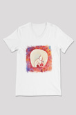 Anneler Günü Baskılı Beyaz Unisex V Yaka Tişört - Tshirt