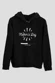 Anneler Günü Baskılı Unisex Siyah Hoodie