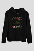 Anneler Günü Baskılı Unisex Siyah Hoodie