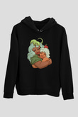 Anneler Günü Baskılı Unisex Siyah Hoodie