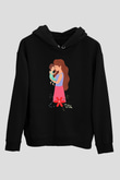 Anneler Günü Baskılı Unisex Siyah Hoodie