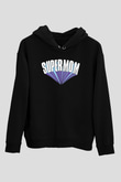 Anneler Günü Baskılı Unisex Siyah Hoodie