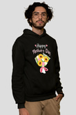Anneler Günü Baskılı Unisex Siyah Hoodie