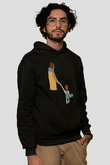 Anneler Günü Baskılı Unisex Siyah Hoodie