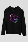 Anneler Günü Baskılı Unisex Siyah Hoodie