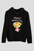 Anneler Günü Baskılı Unisex Siyah Hoodie