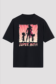 Anneler Günü Baskılı Unisex Siyah Oversize Tişört - Tshirt