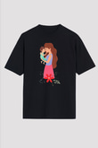 Anneler Günü Baskılı Unisex Siyah Oversize Tişört - Tshirt