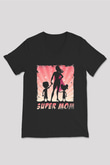 Anneler Günü Baskılı Unisex Siyah V Yaka Tişört - Tshirt