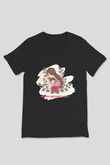 Anneler Günü Baskılı Unisex Siyah V Yaka Tişört - Tshirt