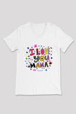 Anneler Günü Beyaz Unisex V Yaka Tişört T-Shirt
