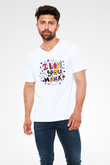 Anneler Günü Beyaz Unisex V Yaka Tişört T-Shirt