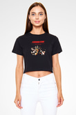 Annihilator Baskılı Unisex Siyah Crop Top Tişört