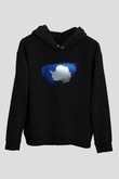 Antartika - Antarctica Bayrağı Baskılı Unisex Siyah Hoodie