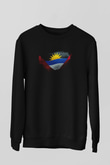 Antigua Barbuda Bayrağı Baskılı Unisex Siyah Sweatshirt