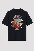 Antman Riding Horse Baskılı Unisex Siyah Oversize Tişört