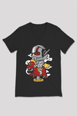 Antman Riding Horse Baskılı Unisex Siyah V Yaka Tişört
