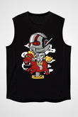 Antman Riding Horse Baskılı Unisex Siyah Kolsuz Tişört