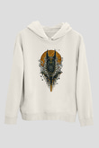 Anubis Baskılı Beyaz Unisex Hoodie