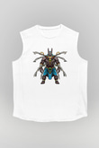 Anubis Baskılı Beyaz Unisex Kolsuz Tişört - Tshirt