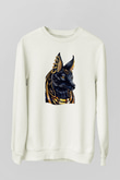 Anubis Baskılı Beyaz Unisex Sweatshirt