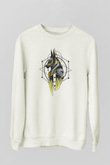 Anubis Baskılı Beyaz Unisex Sweatshirt