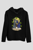 Anubis Baskılı Unisex Siyah Hoodie