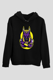 Anubis Baskılı Unisex Siyah Hoodie