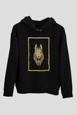 Anubis Baskılı Unisex Siyah Hoodie