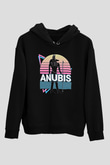 Anubis Baskılı Unisex Siyah Hoodie