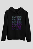 Anubis Baskılı Unisex Siyah Hoodie