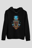 Anubis Baskılı Unisex Siyah Hoodie