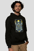 Anubis Baskılı Unisex Siyah Hoodie