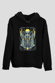 Anubis Baskılı Unisex Siyah Hoodie