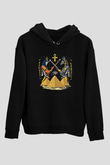 Anubis Baskılı Unisex Siyah Hoodie