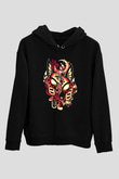 Anubis Baskılı Unisex Siyah Hoodie